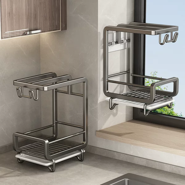 Rack Rack Punch-free Kitchen Storage Rack Sink Sink Sink Drain Rack Table Top Wall-mounted Basket Steel Ball Storage Rack