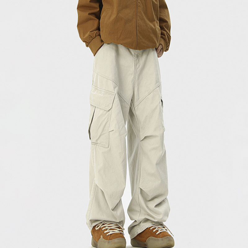 Men's Cargo 2025 Spring And Autumn New American High Street Style Cool Trendy Brand Versatile Loose Straight Wide-Leg_voghion.com