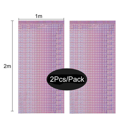 2 Pack Party Glitter Curtain Backdrop Decorations Silver Ros|ru