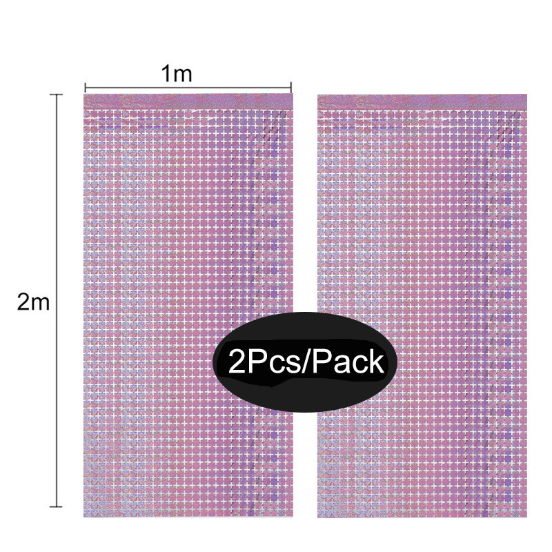 2 Pack Party Glitter Curtain Backdrop Decorations Silver Ros|ru