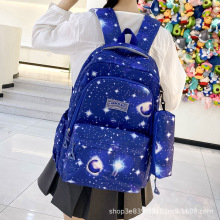 工厂直批欧美风双肩包初高中学生笔袋套包休闲潮流百搭青少年背包