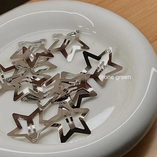 Y2K hot girl star hair clip ins metallic sweet and cool clip silver five-pointed star hair clip versatile bb clip