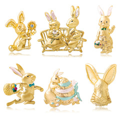 春冬復古兔子胸針女高級可愛胸花卡通動物日系別針絲巾扣配飾批發