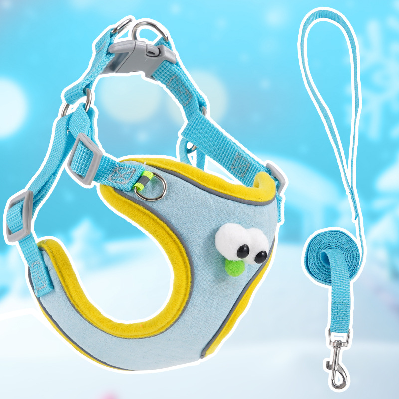 Arnés con correa para perros para pasear perros de raza Teddy, Bichon, Pomerania, Corgi, cachorros y perros jóvenes, arnés tipo chaleco para mascotas.