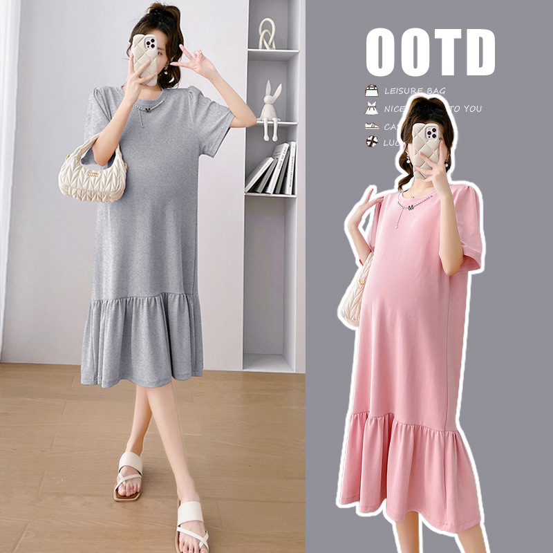 Summer long short sleeve T-shirt for pregnant