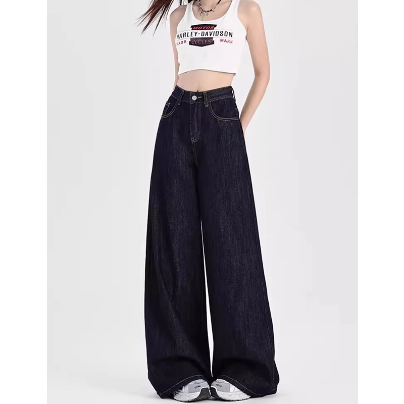 American Retro Straight-Leg Jeans for Women, Autumn and Winter, Plus Size, New High-Waisted, Loose, Slimming, Wide-Leg, Floor-Length Pants American Retro Straight-Leg Jeans for Women, Autumn and Winter, Plus Size, New High-Waisted, Loose, Slimming, Wide-Leg, Floor-Length Pants