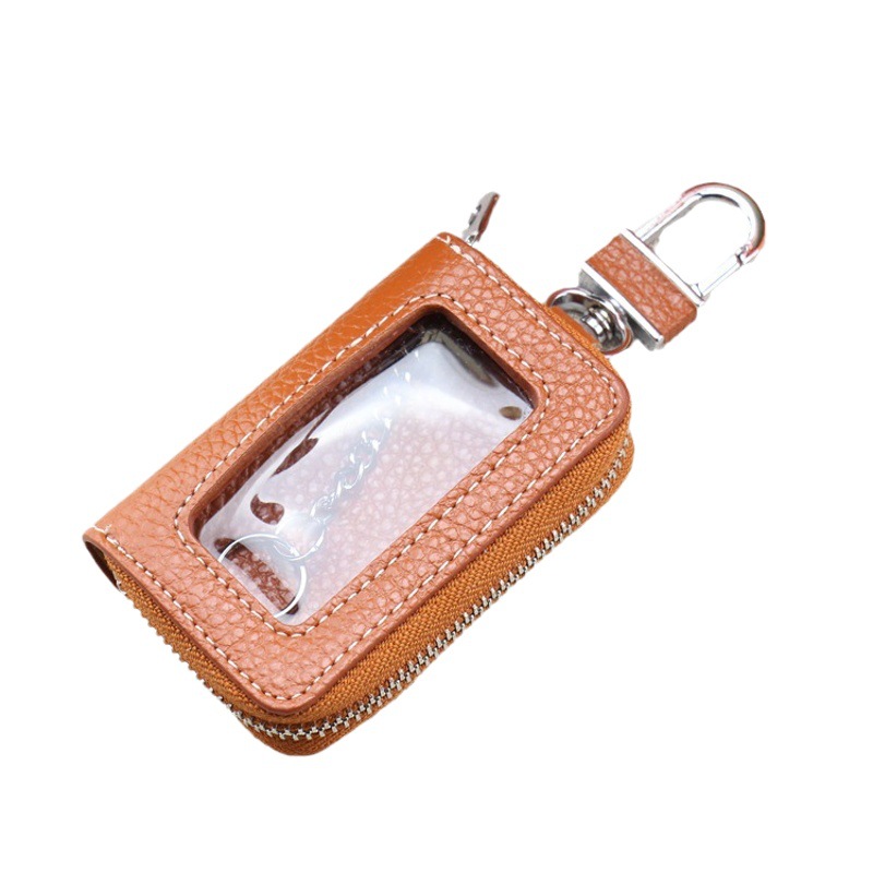 Sunroof caja de la llave del coche de cuero de vaca de la cadena dominante del patrón Litchi bolsa de la cadena dominante del hogar unisex