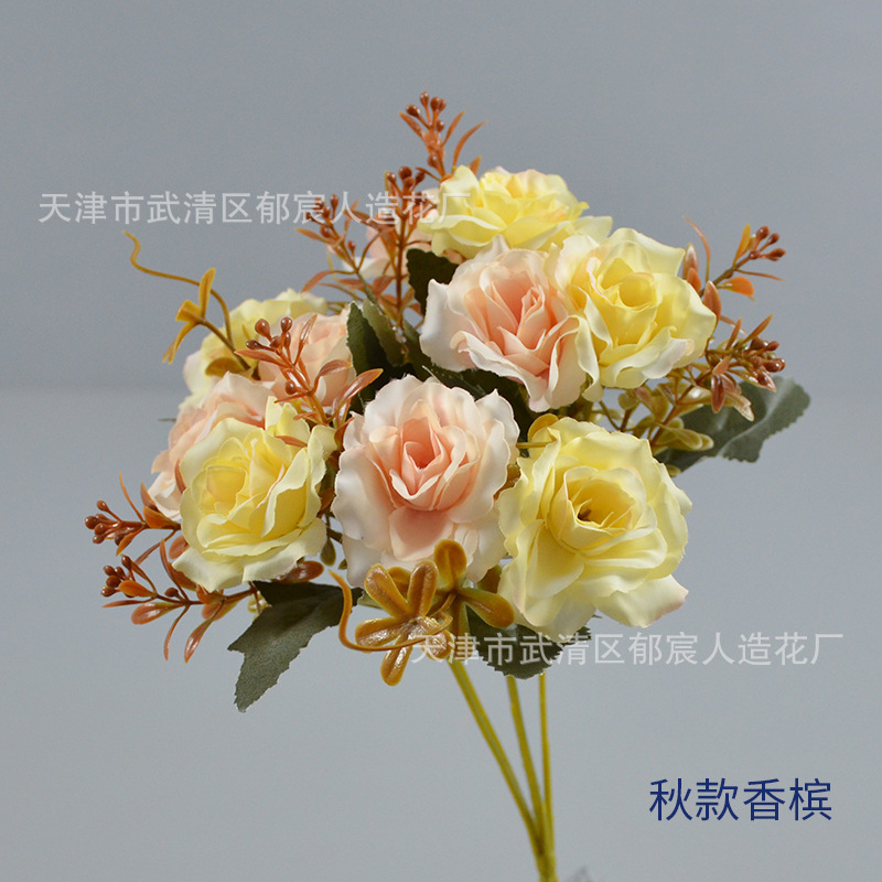 22 rosas de diamante paquete de otoño primavera corona floral centro comercial vitrinas para colocar sala de estar comedor decoración