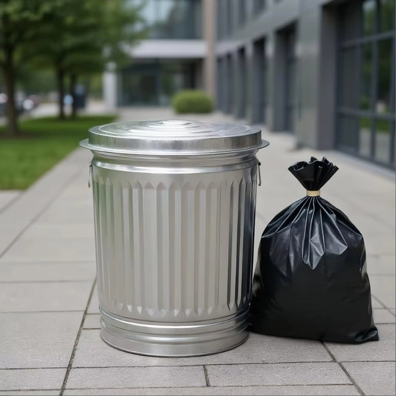 Direct from the manufacturer: 31-gallon thickened iron silver trash can with leak-proof sealing lid, suitable for kitchens and offices Direct from the manufacturer: 31-gallon thickened iron silver trash can with leak-proof sealing lid, suitable for kitchens and offices