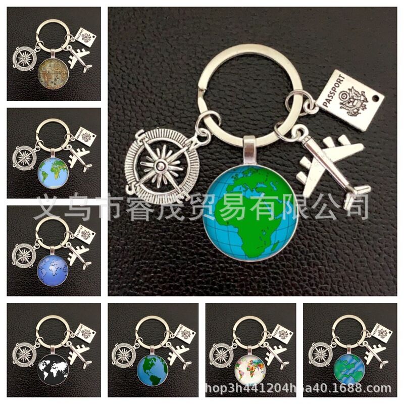 New Earth Aircraft Keychain Pendant Earth Compass Personality Commemorative Keychain Travel Lovers Gift New Earth Aircraft Keychain Pendant Earth Compass Personality Commemorative Keychain Travel Lovers Gift