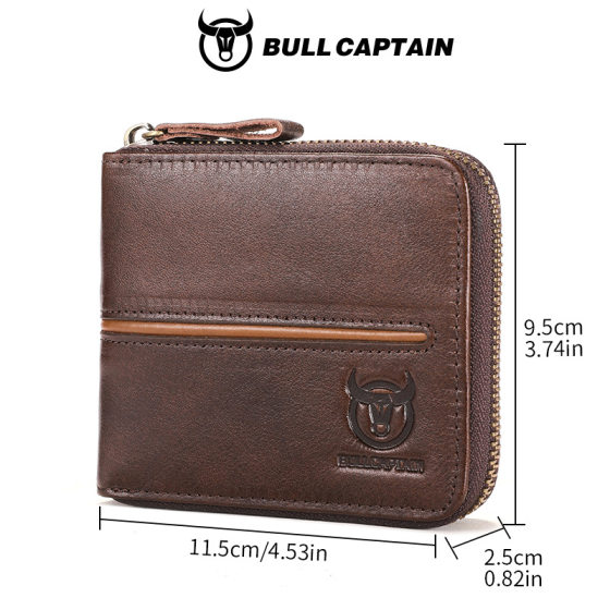 Captain Niu leather 2018 new genuine leather men's horizontal multi-card business card holder zipper driving license cowhide wallet