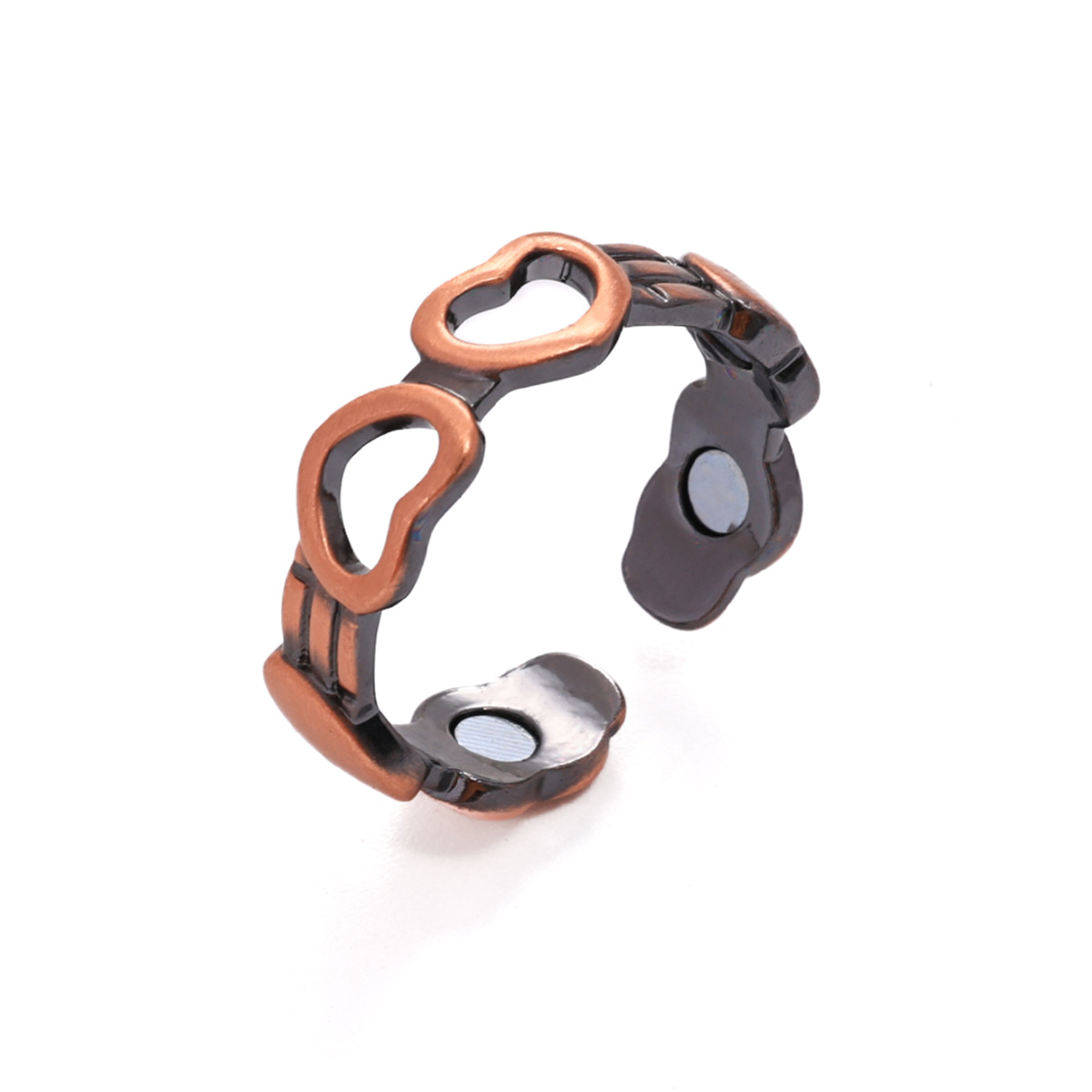 Pulseras de pareja populares europeas y americanas, joyería de metal con superficie lisa, magnética, ajustable y de extremo abierto para hombres y mujeres.