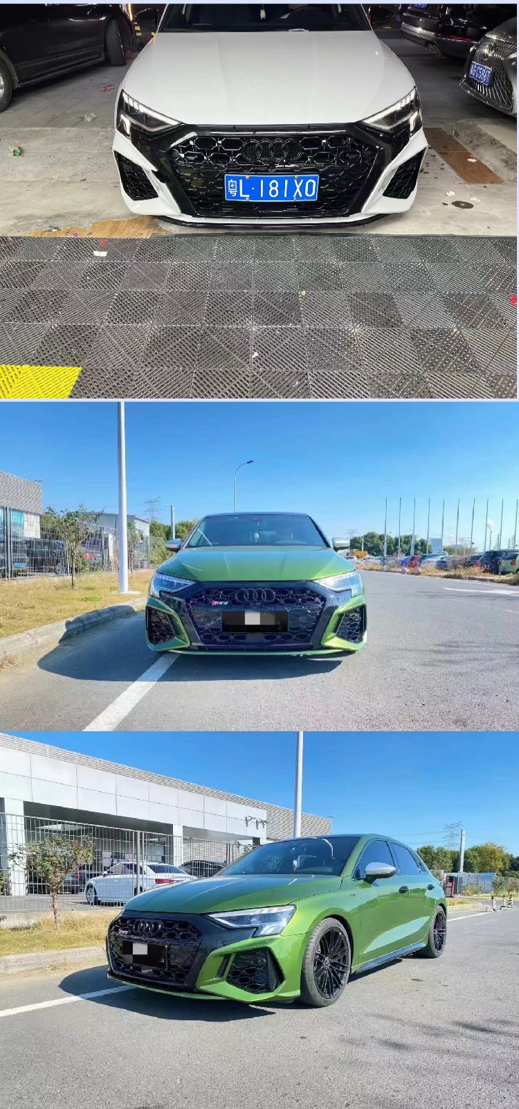 17-23 Audi A3 Modified S3/Rs3 Front Bumper Large Surround S3 Modified Rs3 Front Bumper Large Surround Rear Lip Wholesale