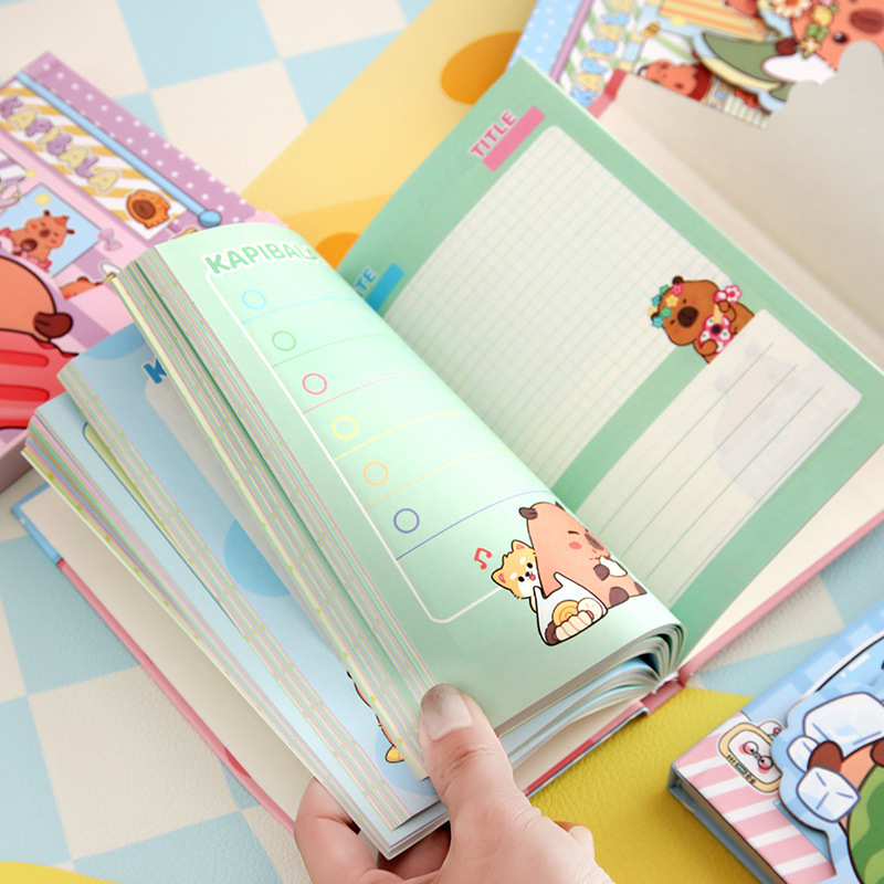 Capibara cuaderno magnético A6 caja dura cubierta dura cuaderno de notas adorable estudiantes de primaria aprendiendo papelería al por mayor