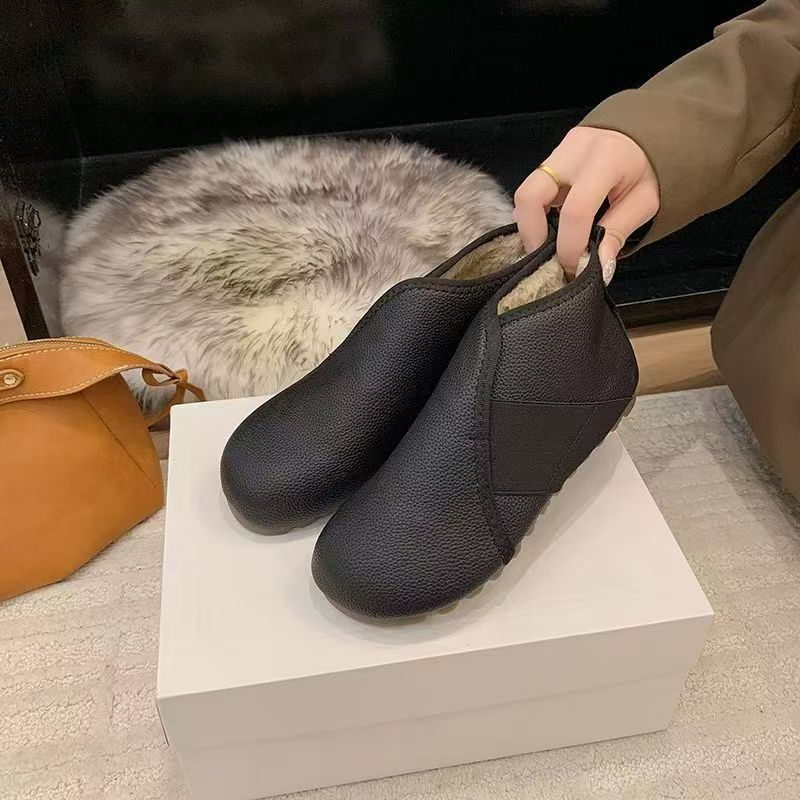 Zapatos de algodón para mujeres en invierno de 2025, zapatos de alta altura para mujeres, zapatos de madres mayores, zapatos cálidos para madres mayores