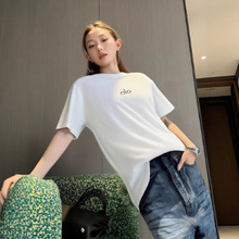 女士t恤纯棉ALO风格美潮字母休闲上衣 宽松印花百搭圆领短袖t恤男