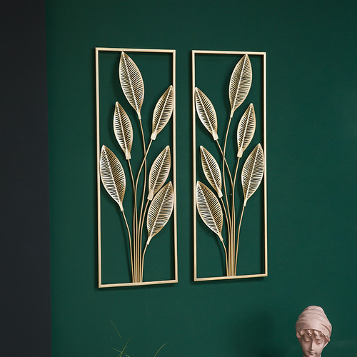 Cross-border new Chinese style entrance aisle wall hanging living room sofa background wall ginkgo leaf wall hanging decoration gold