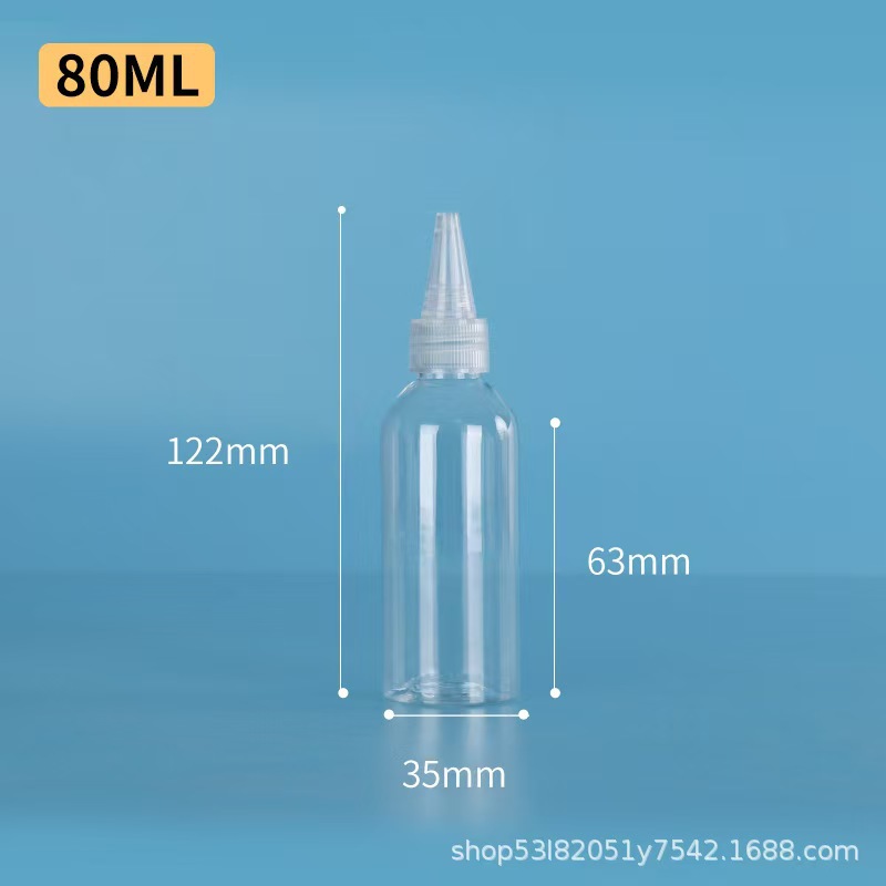 Botellas de boca puntiaguda exprimidas transparentes al por mayor al contado de 30 ML 50 ml en botellas de plástico PET en botellas vacías de pigmento de pegamento