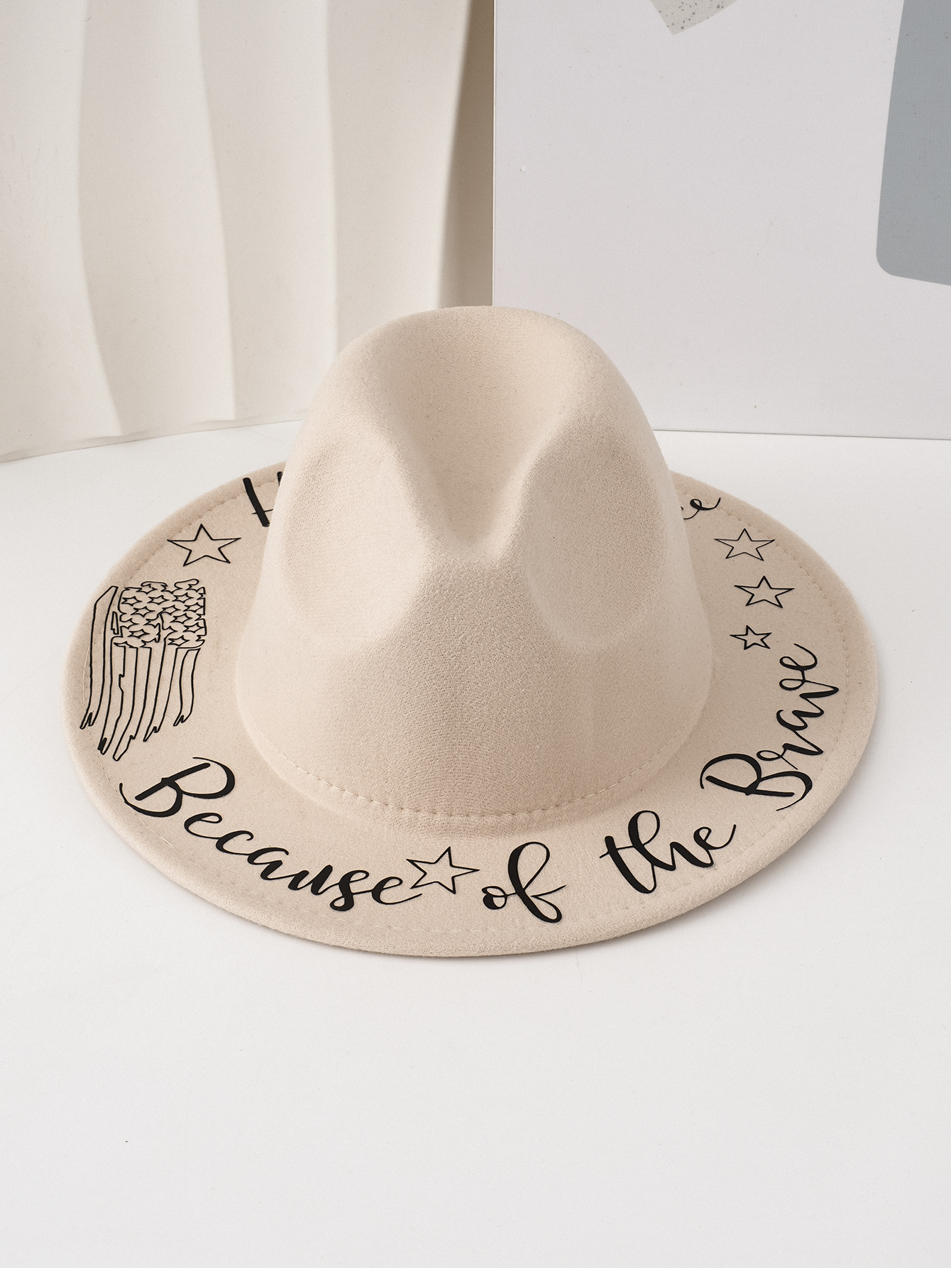 Hand Painted Star Pattern Wool Felt Cowboy Hat For Women_voghion.com