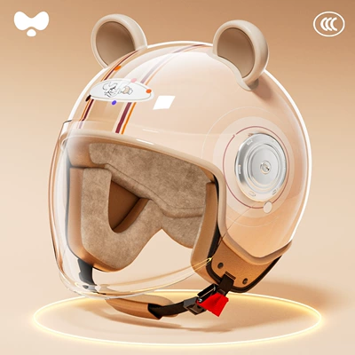 Women Winter Warm Full-Face Helmet Battery – Motosiklet kaskı (dəbilqə) - 3c-adult-apricot-hd-long-mirror-class-a-new-national-standard-one-size-fits-all