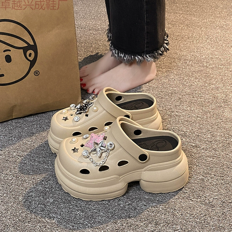 10 см ультратолстое дно eva пещерные туфли для женщин 2024 новый летний унос для увеличения нескользящих тапочек