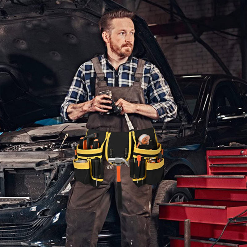 Kit de lona de procesamiento personalizado bolsa de cintura multifuncional bolsa de cintura de electricista reparación de hardware bolsa colgante bolsa de herramientas a juego de colores