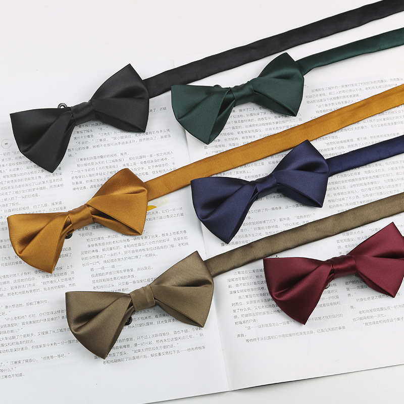 Solid Color Bow Tie Men's Wedding Groom Banquet Gentleman Photography Shirt Black Wine Red Simple Trendy Small Bow