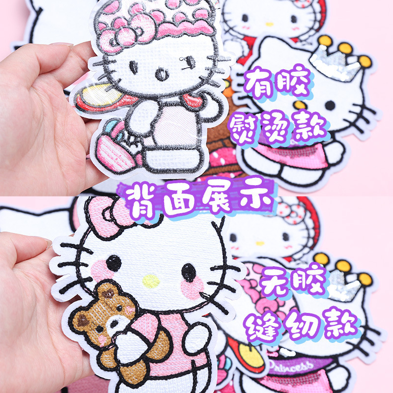 外国貿易卸売漫画大型 kt 猫刺繍布ステッカーハローキティクロスボーダー衣類アクセサリーコンピュータ刺繍ラベル|undefined