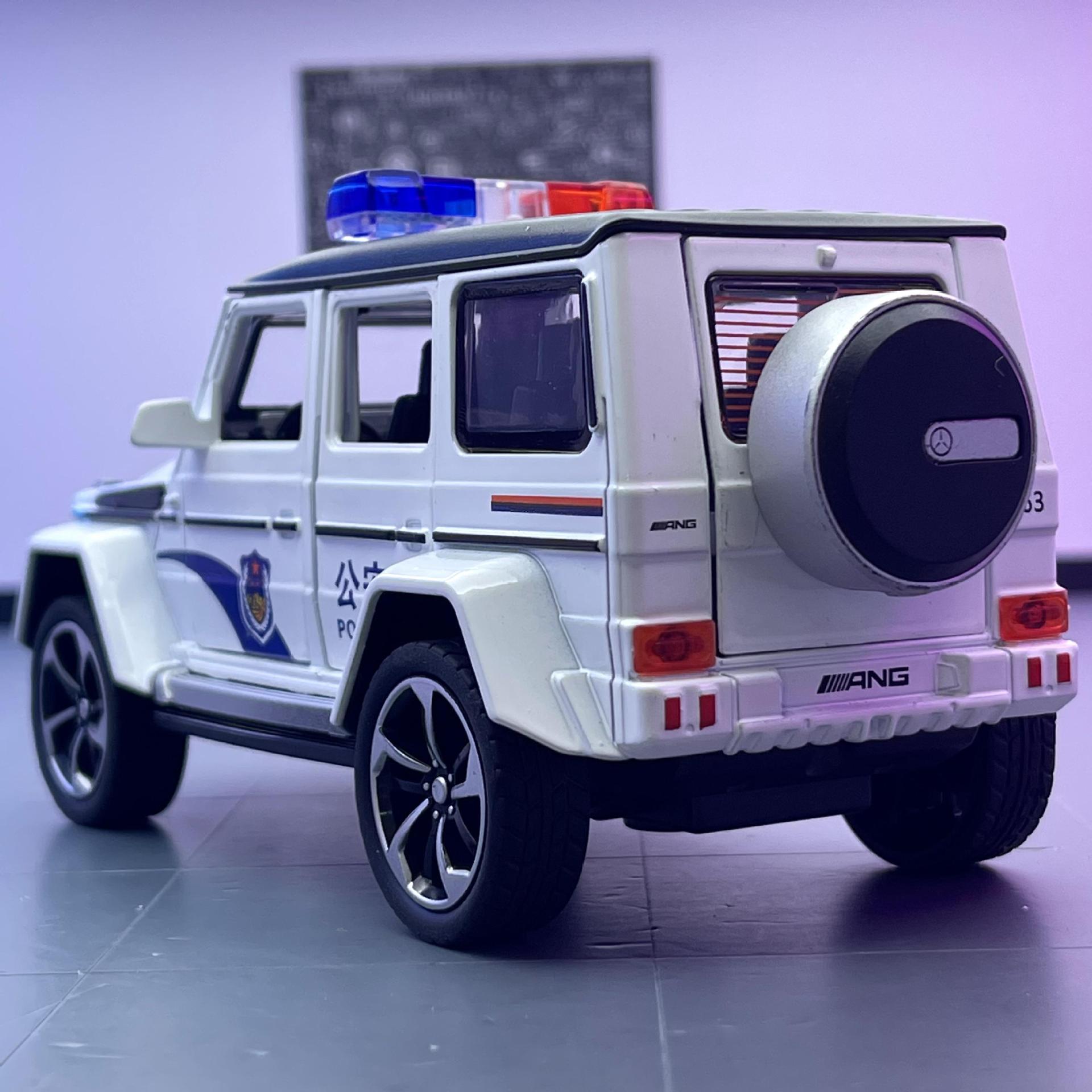 Nuevo modelo de coche de aleación Haodi 1 a 32 Big Ben G63 coche de policía con sonido y luz Tire hacia atrás modelo de coche de juguete colección de decoración