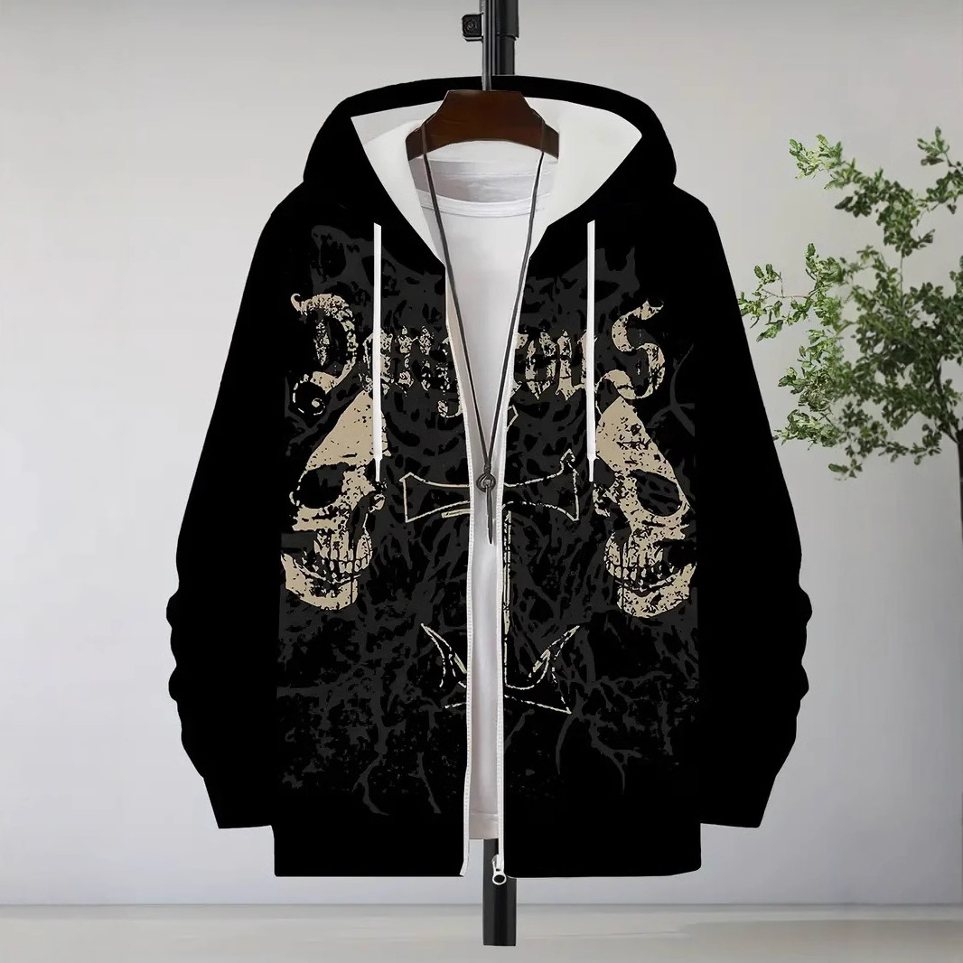 Comercio exterior nueva impresión 3D moda personalidad creativa hombre con capucha esqueleto chaqueta de suéter casual MF08