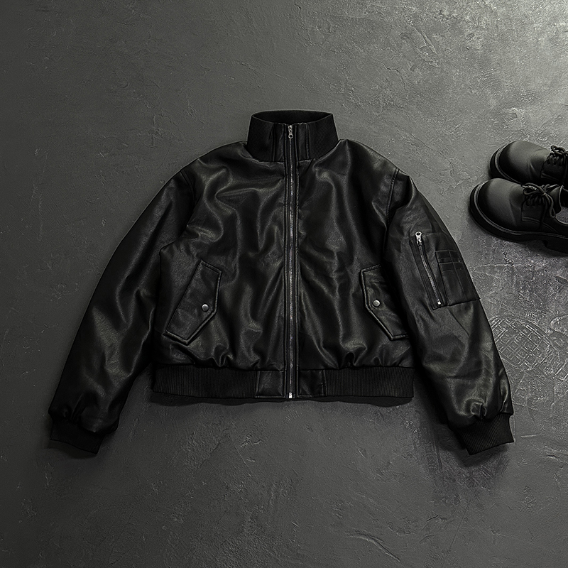 Pilot Leather Mount Tai Eagle Men's Winter New American Retro Short Parka Cotton Coat Jacket_viptrois.com