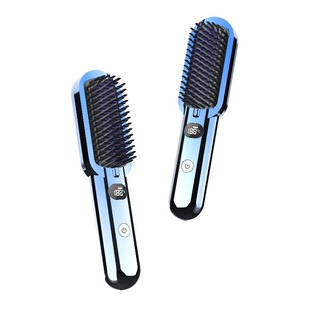 New USB Fast Charging Wireless Hair Straightening and Curling Digital Display Rechargeable Mini Portable Curling Iron Splint Comb Hair Artifact