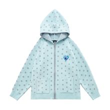 2025秋冬新款韩系波点撞色毛衣女开衫拉链外套可爱百搭慵懒风上衣