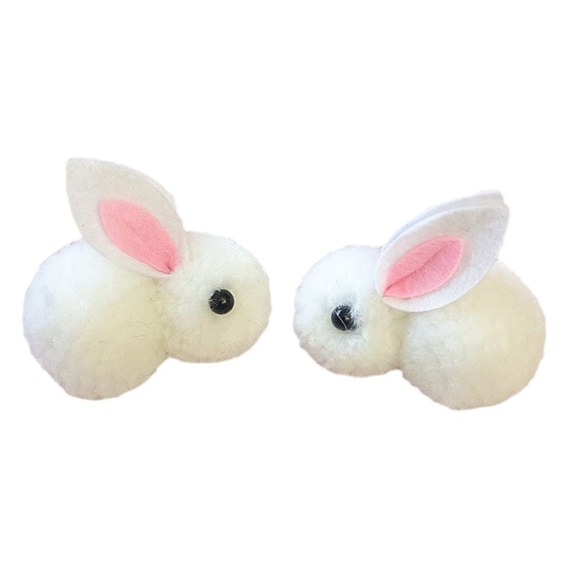 Pequeña abeja pequeña cereza peluche conejito lindo Islandia conejo pelo bola horquilla pequeño conejo DIY accesorios de ropa