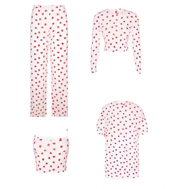 Skims Same Style Valentine's Day Limited Edition Heart-Shaped Modal Comfortable Breathable Loungewear Short Long-Sleeve Pajamas Skims Same Style Valentine's Day Limited Edition Heart-Shaped Modal Comfortable Breathable Loungewear Short Long-Sleeve Pajamas