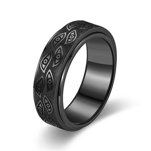  European and American fashion niche decompression corrosion devil's eye movable eye couple ring source manufacturer