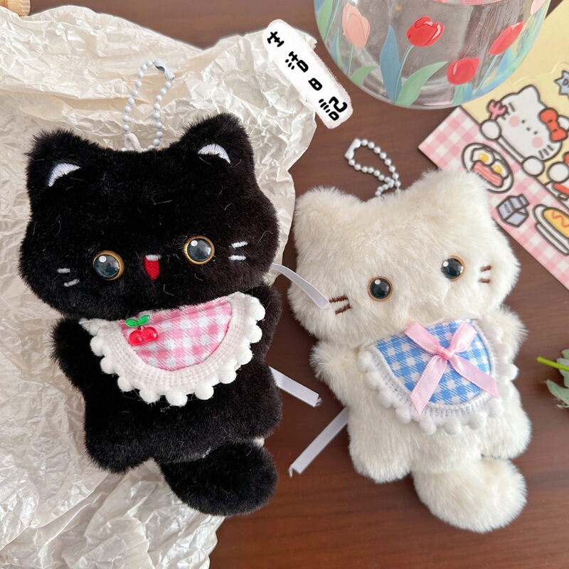 Cute Plush Kitten Squeaky Bib Pendant Girl Backpack Keychain Doll Pendant Couple Gift Pendant Cute Plush Kitten Squeaky Bib Pendant Girl Backpack Keychain Doll Pendant Couple Gift Pendant