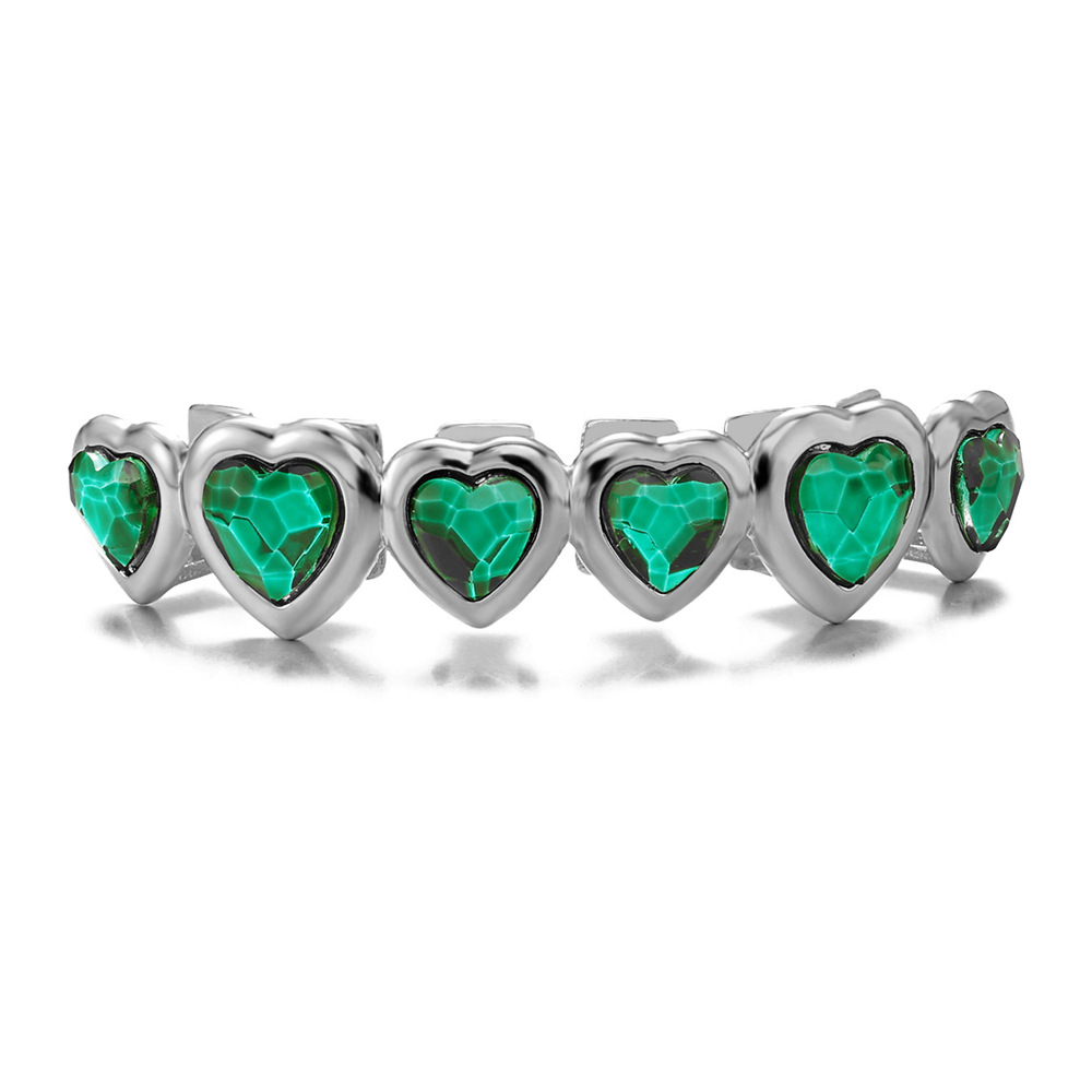 All Seasons Season Hip-Hop Heart Shape Copper Artificial Gemstones Unisex Tooth Socket