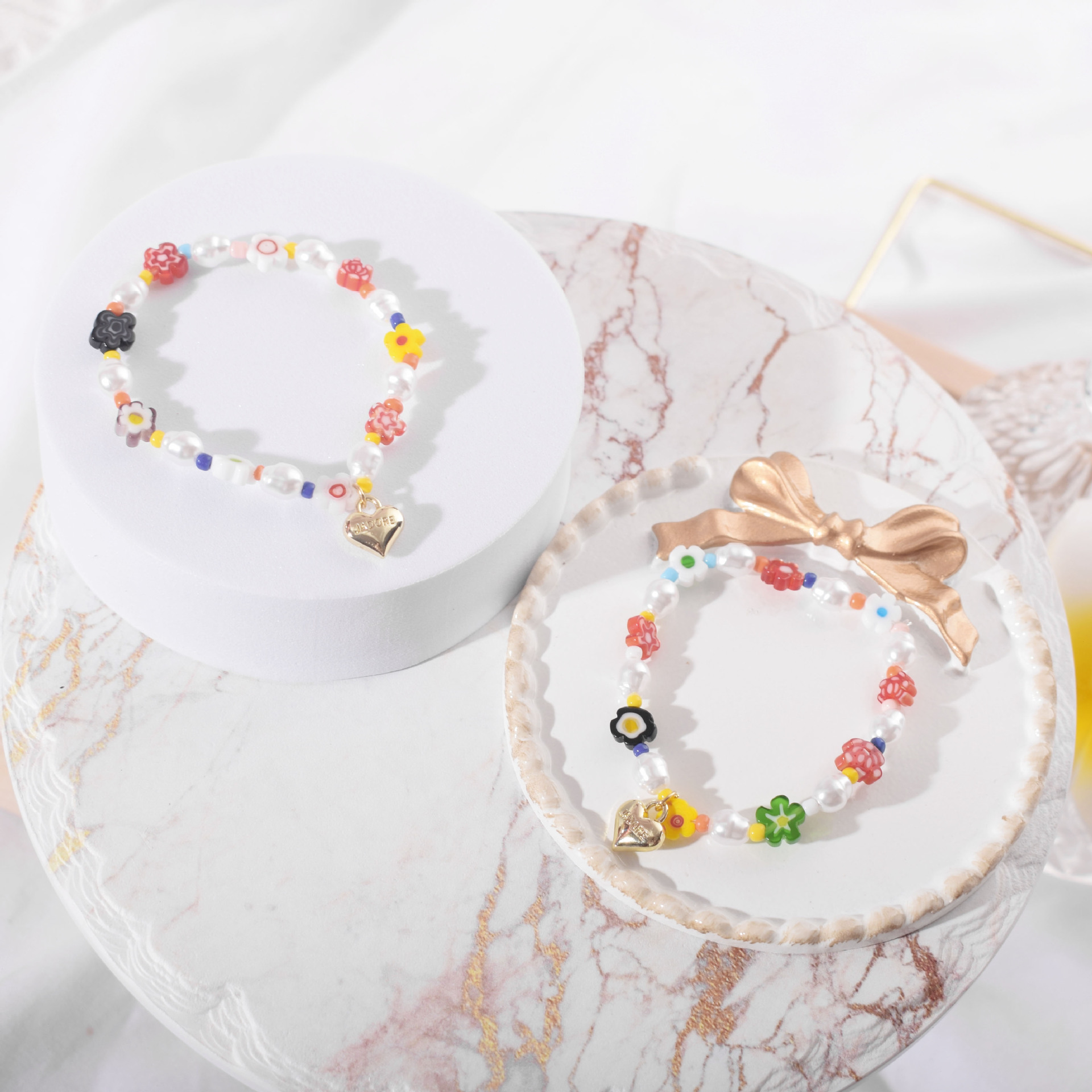 Streetwear Flower glass Artificial Pearls Womenu0027S Bracelets 1 Piece