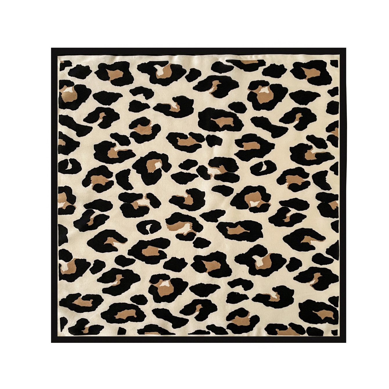 Leopard Print Herringbone Cotton Mini Square Scarf For Women_voghion.com