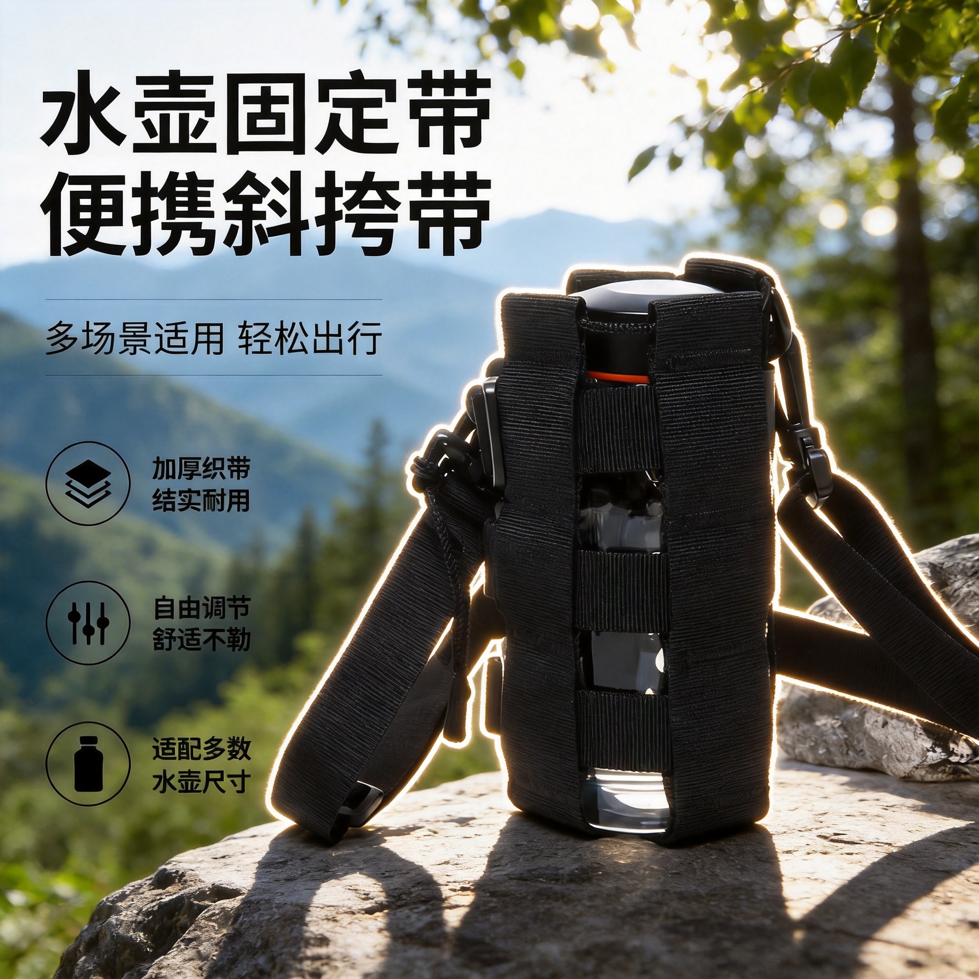 户外运动尼龙水壶挂带  登山骑行运动通用 便携耐磨透气水杯织带