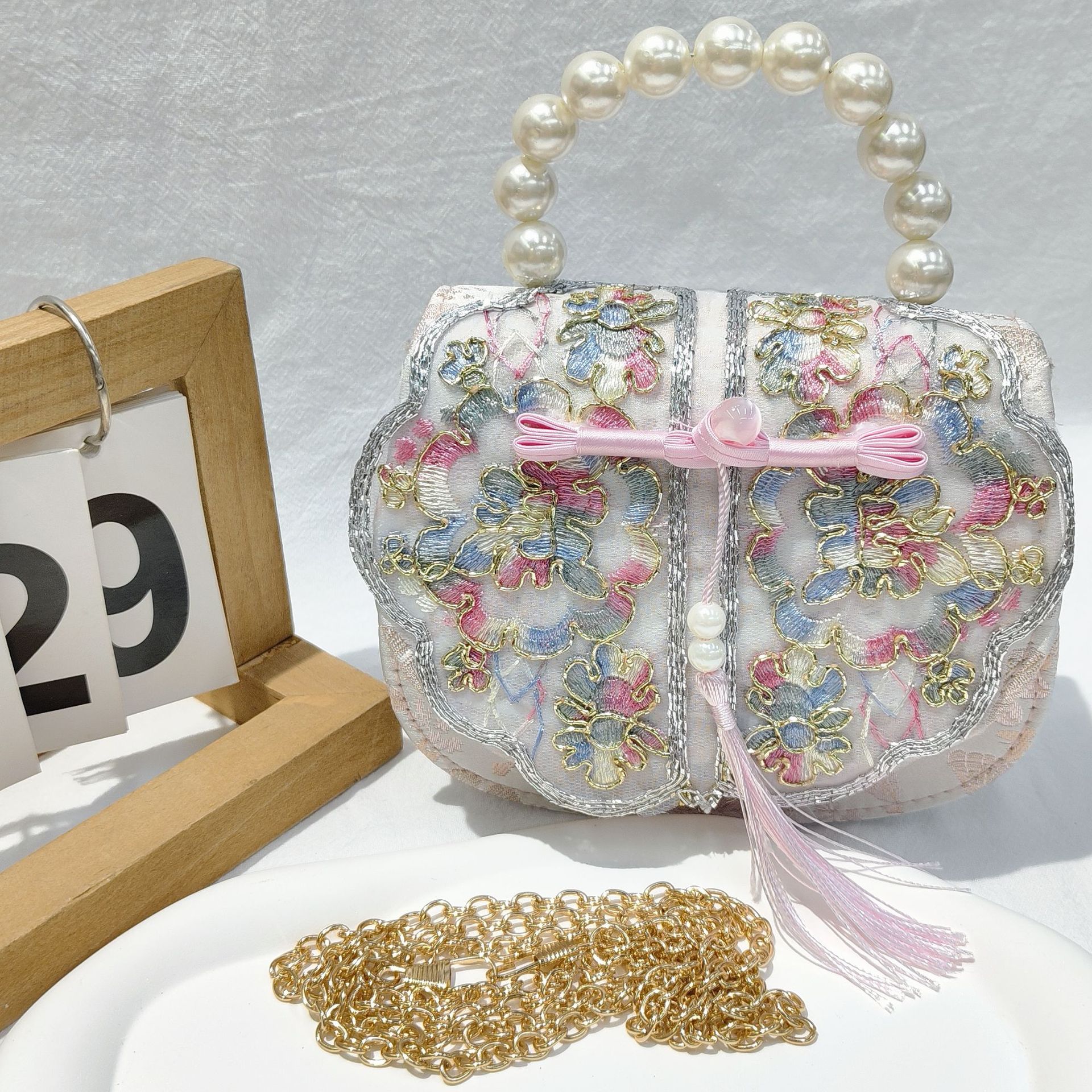 Bolso de arco para niños bolso de rosa de verano bolso de mochila para chicas bolso de princesa de perla pequeña bolsa de cambio de viento fragante