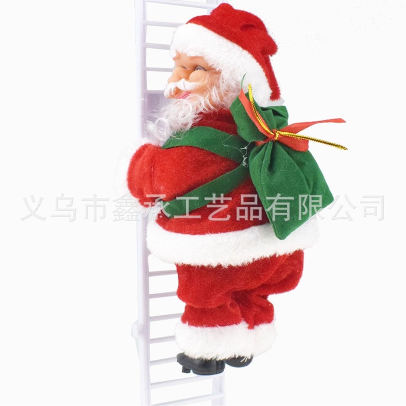 ビーズ登り電動音楽サンタクロースはしご鹿引き車創意クリスマスプレゼントクリスマス装飾置物|undefined