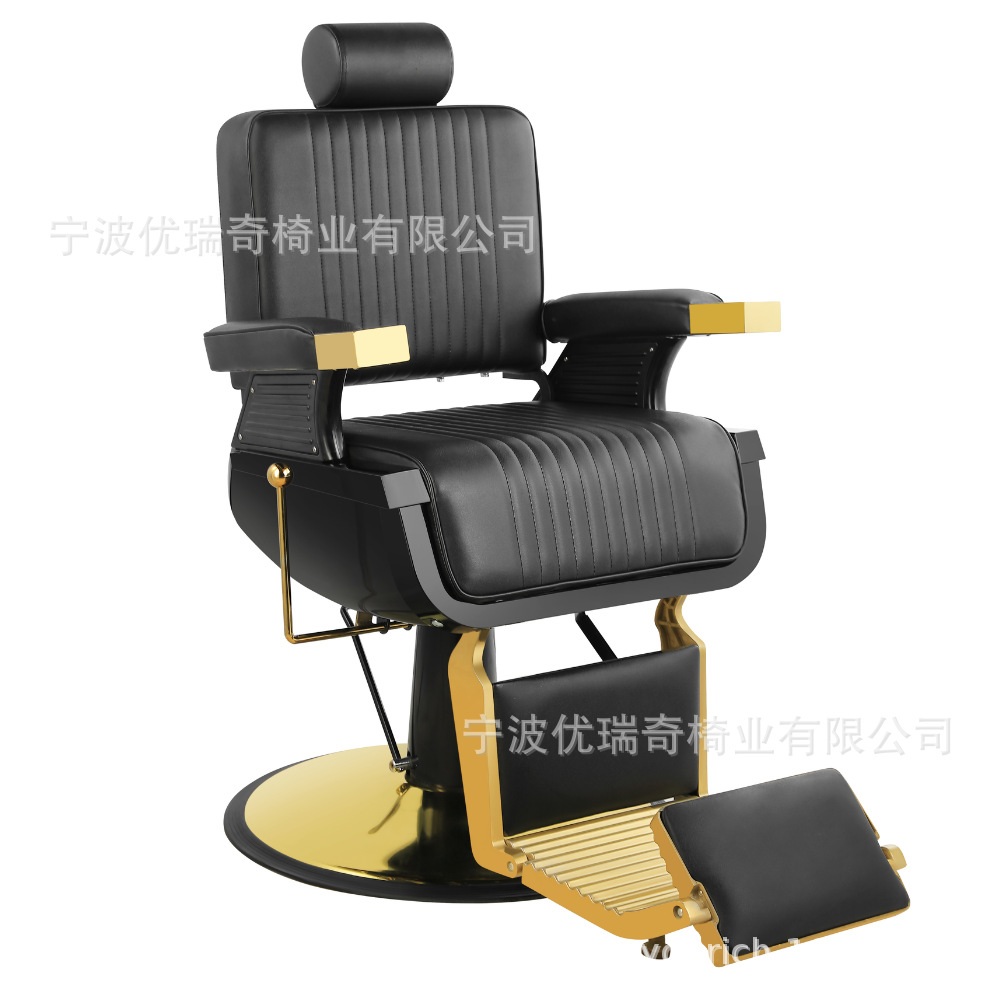 Silla de peluquero dorada de comercio exterior, silla de barbería de acero inoxidable, cómoda silla de peluquería, silla giratoria de aseo, nuevo producto, silla de peluquería