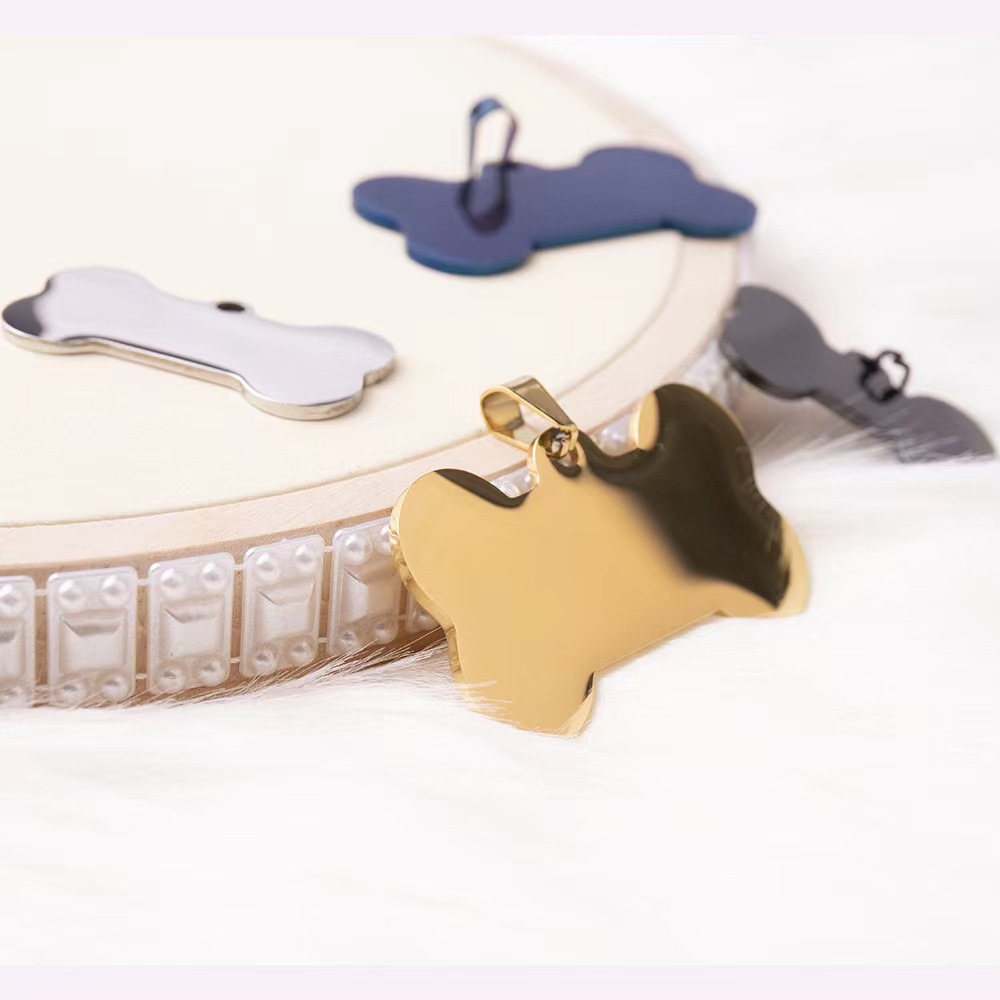 Acero inoxidable perro mascota marca colgante metal mascota colgante procesable letras espejo pulido galvanoplastia ventas directas de la fábrica