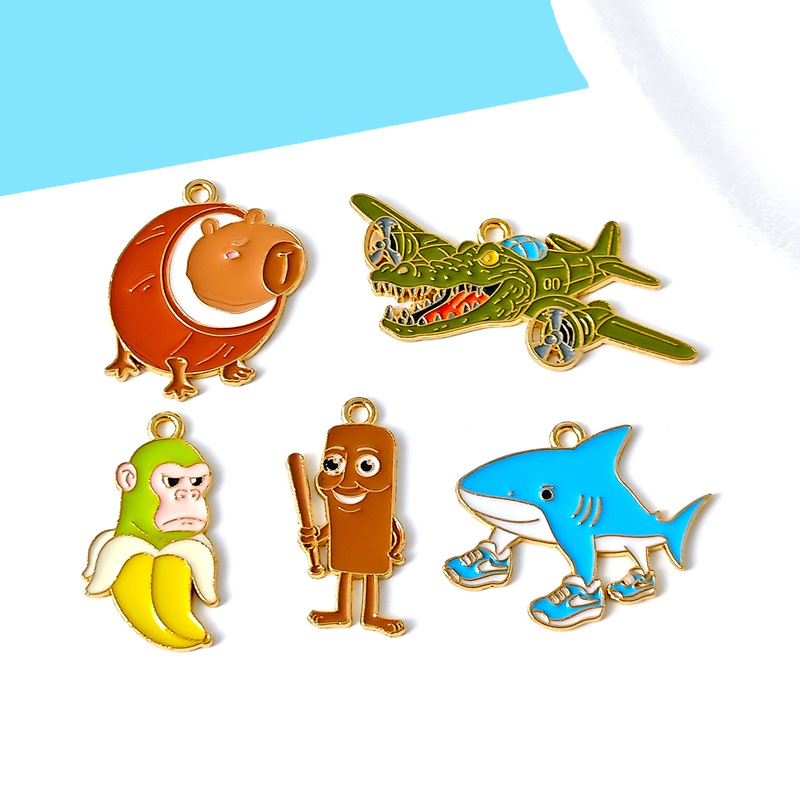 Cross-Border Overseas Animal Shark Pendant DIY Alloy Oil Dripping Accessories Keychain Mobile Phone Chain Bag Pendant