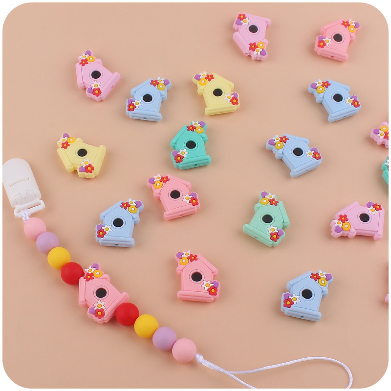 Bebé suministros de dibujos animados invernadero silicona mordedor creativo DIY bebé molar pezón cadena anti-caída cadena Accesorios