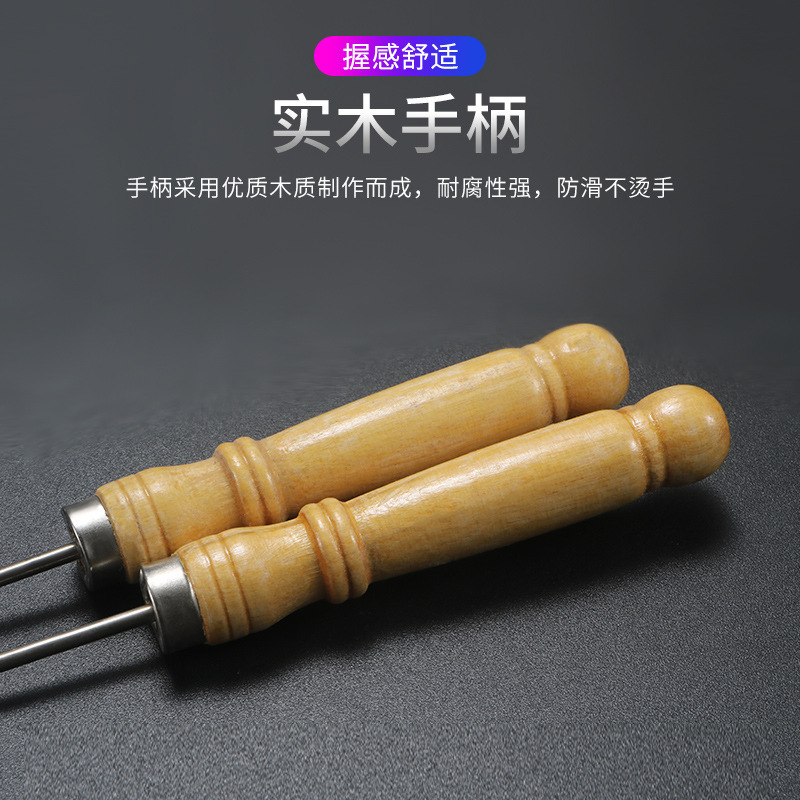 たこ焼きツールQQタマゴ機魚丸針鋼針たこ焼き針挑発針木ハンドル細い錐針商用|undefined