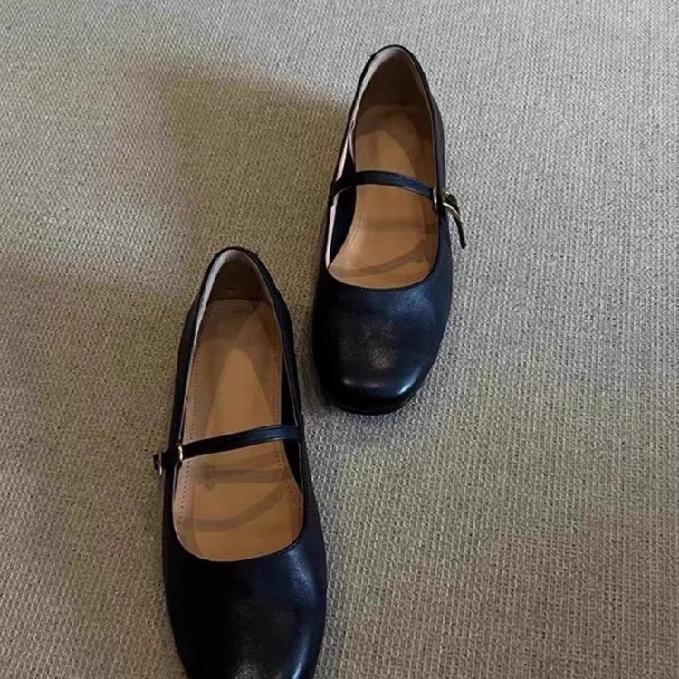 Leather Version ~ Brown Retro Round Toe Versatile One-Strap Ballet Mary Jane Shoes For Women Soft Sole Commuting Low_vogvips.com