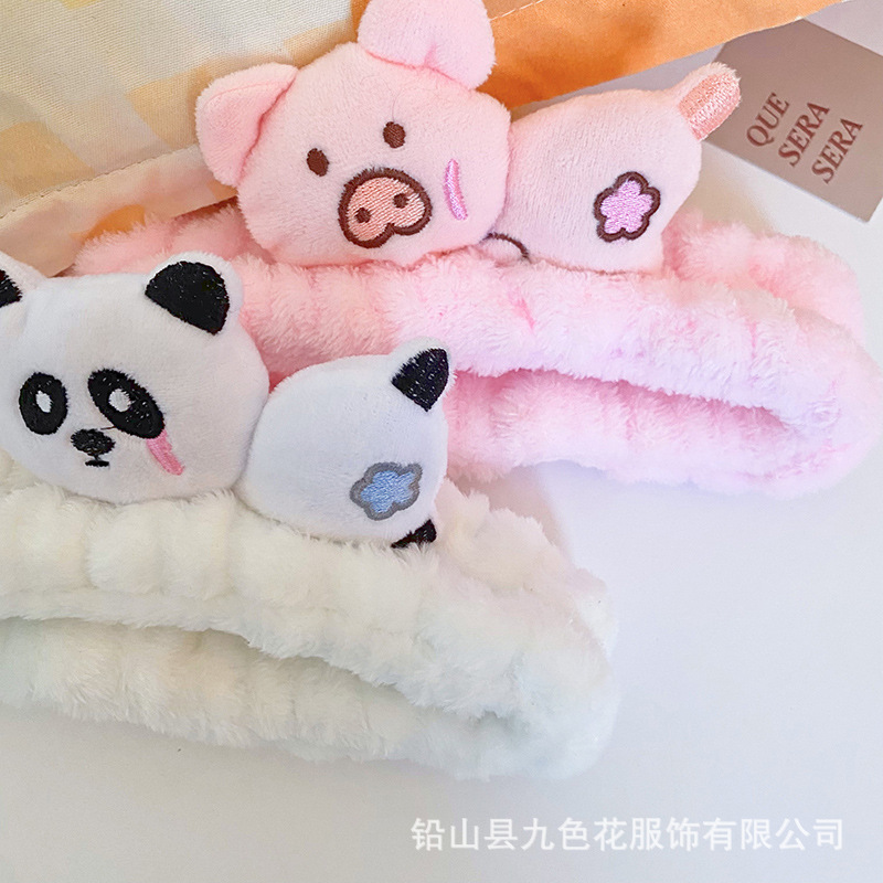 Lindo de la historieta acostado animal tridimensional muñeca banda de pelo maquillaje belleza diadema de terciopelo de coral diadema de suministro directo de fábrica